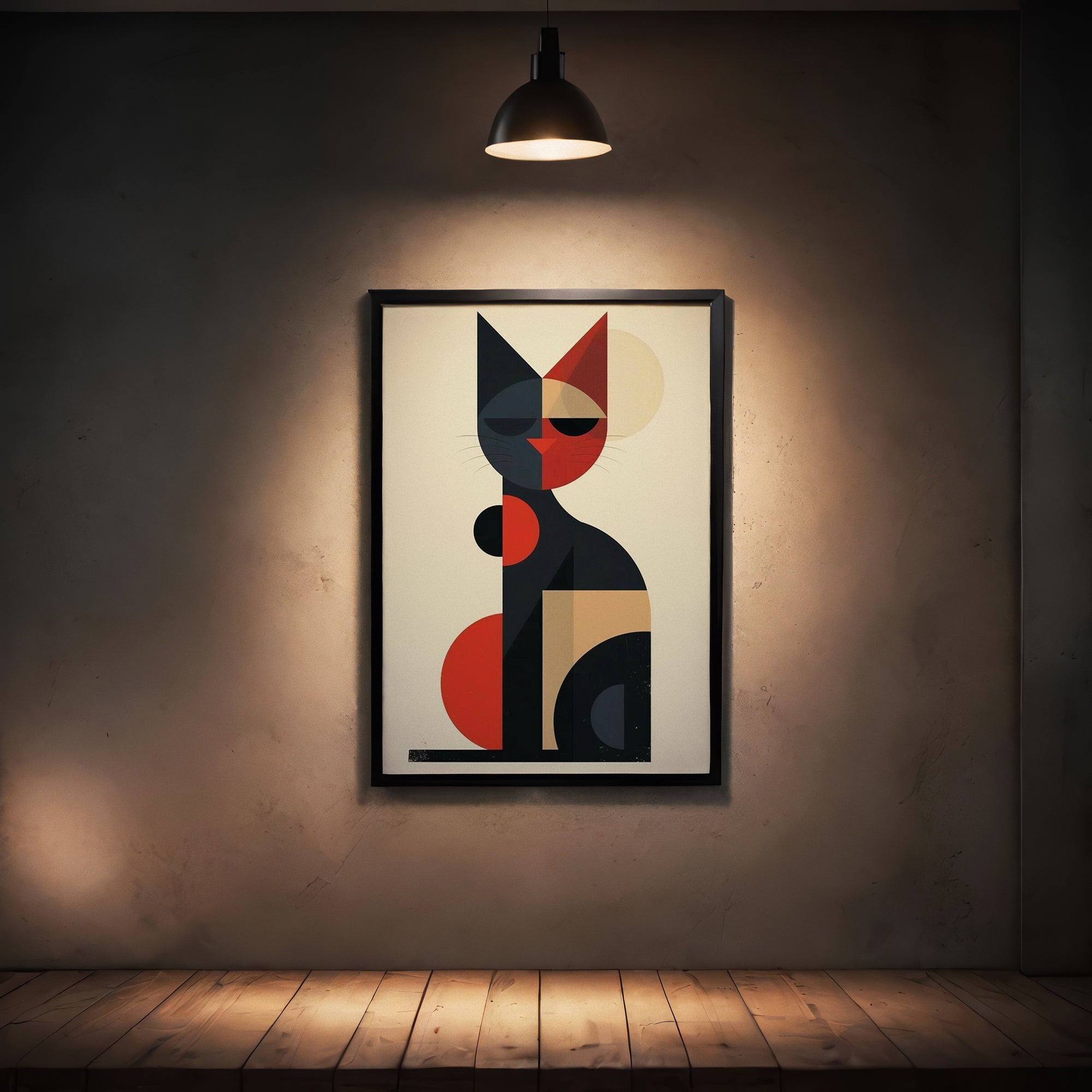 Geometric Feline Frame Abstract