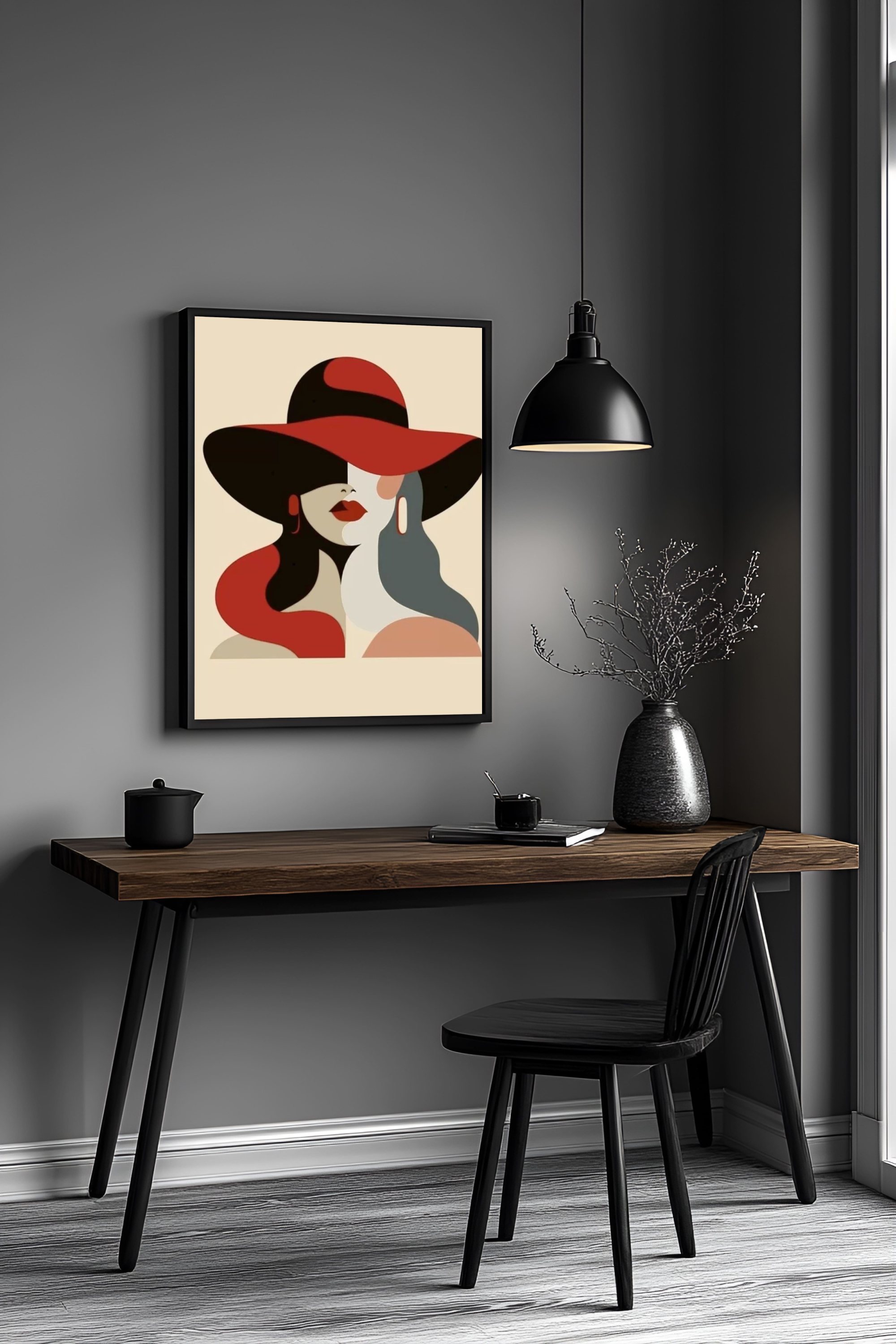 The Crimson Shadow Frame Abstract