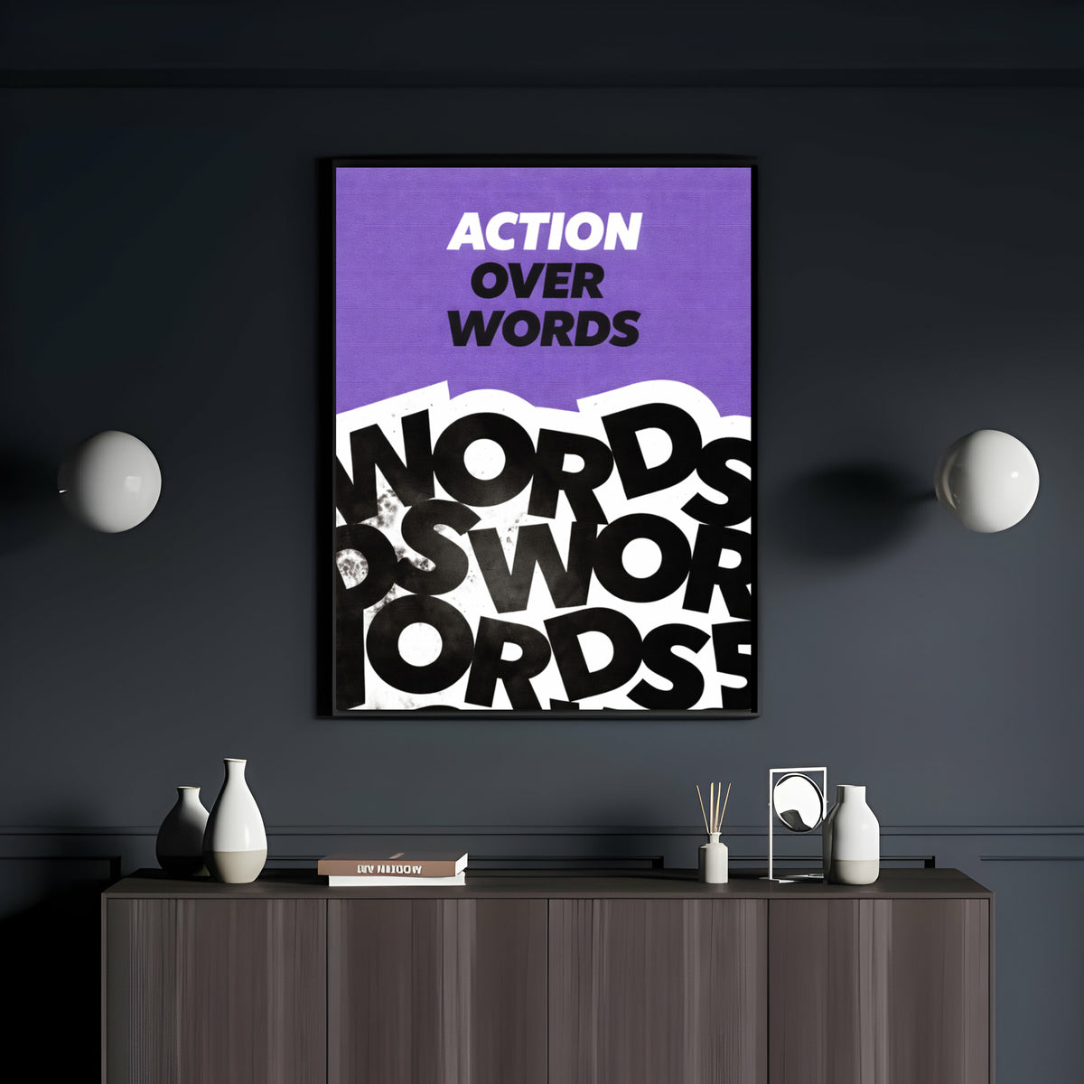 Action Over Words Frame