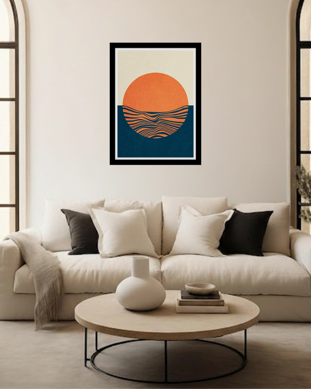 Abstract Wavy Sunset Art