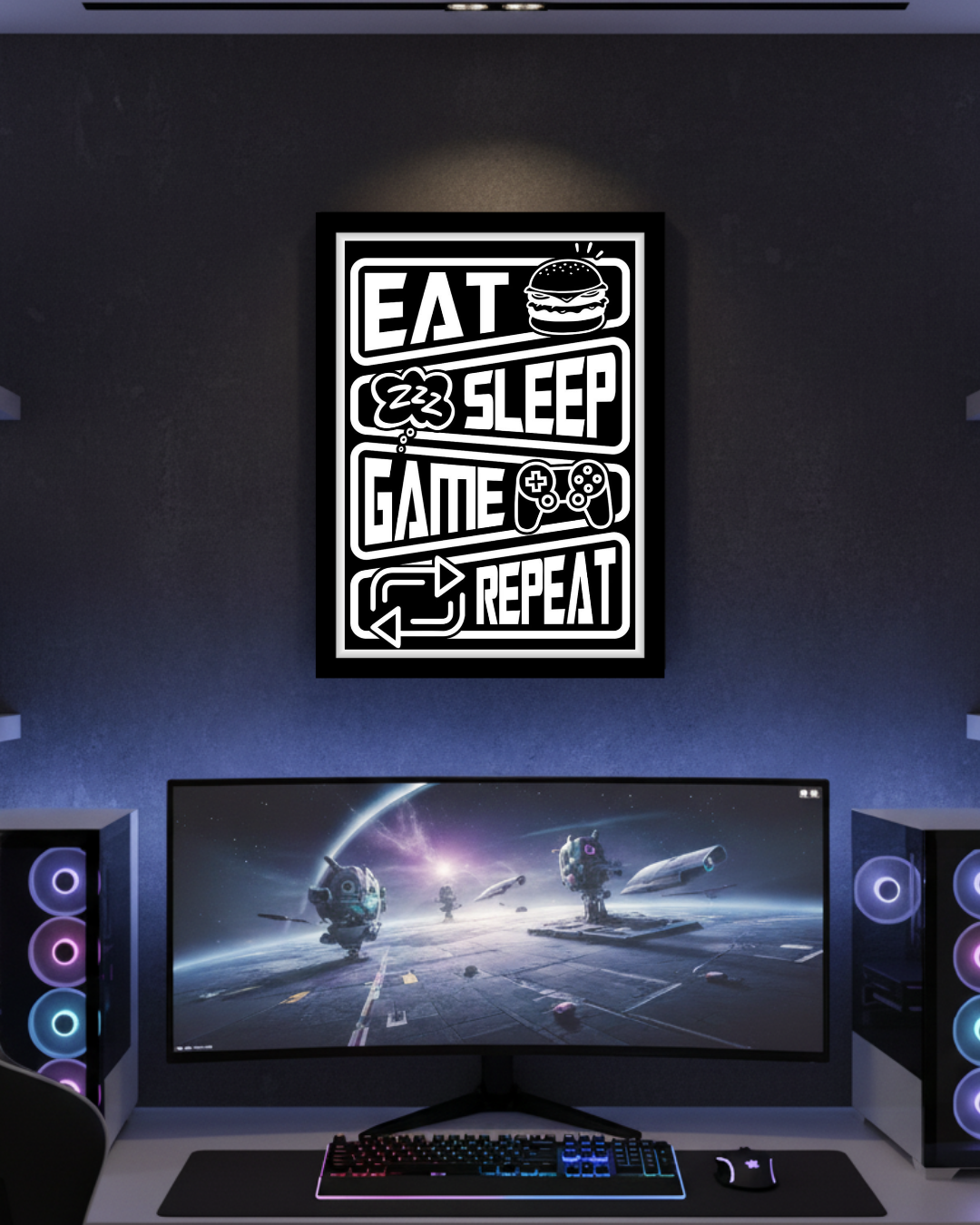 Eat Sleep Game Repeat Minimalist