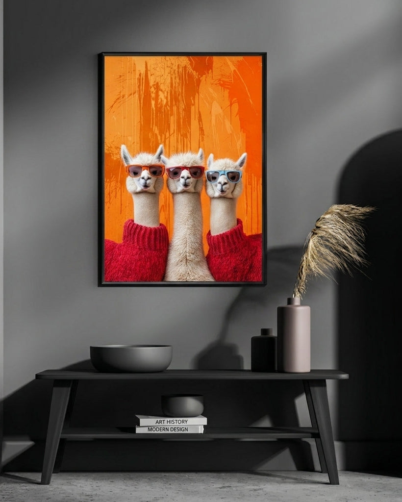 Cool Alpacas in Sunglasses Framed Art