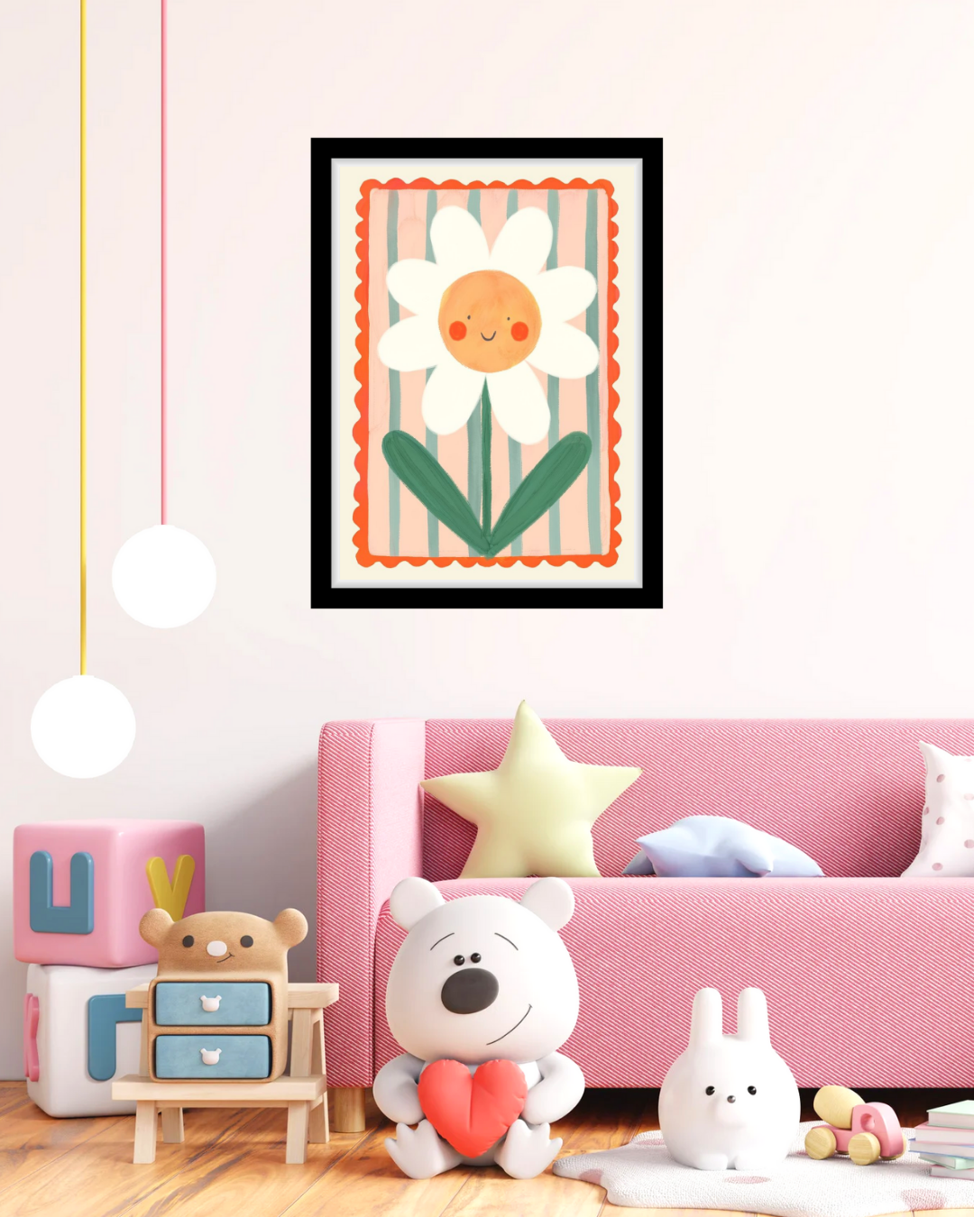 Happy Daisy Stripe Art