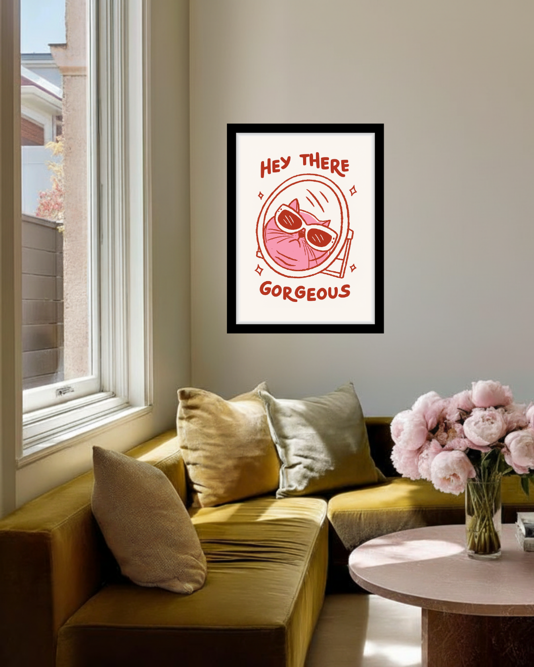 Hey There Gorgeous Cat Mirror