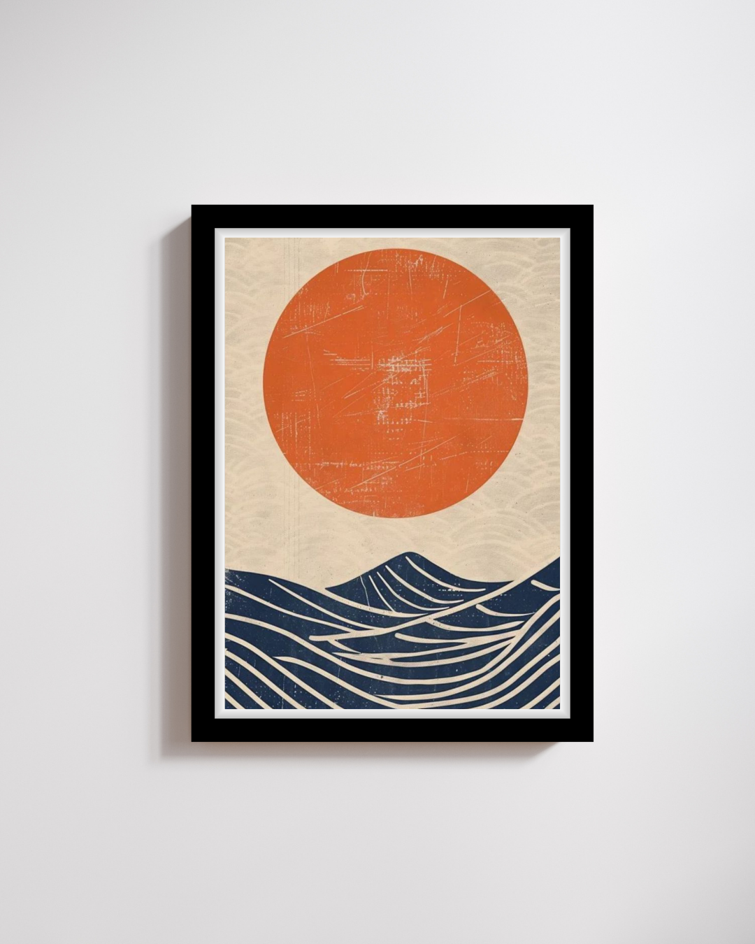 Japanese Waves & Sun Print