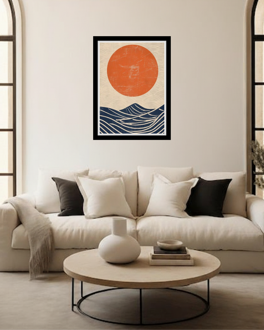 Japanese Waves & Sun Print
