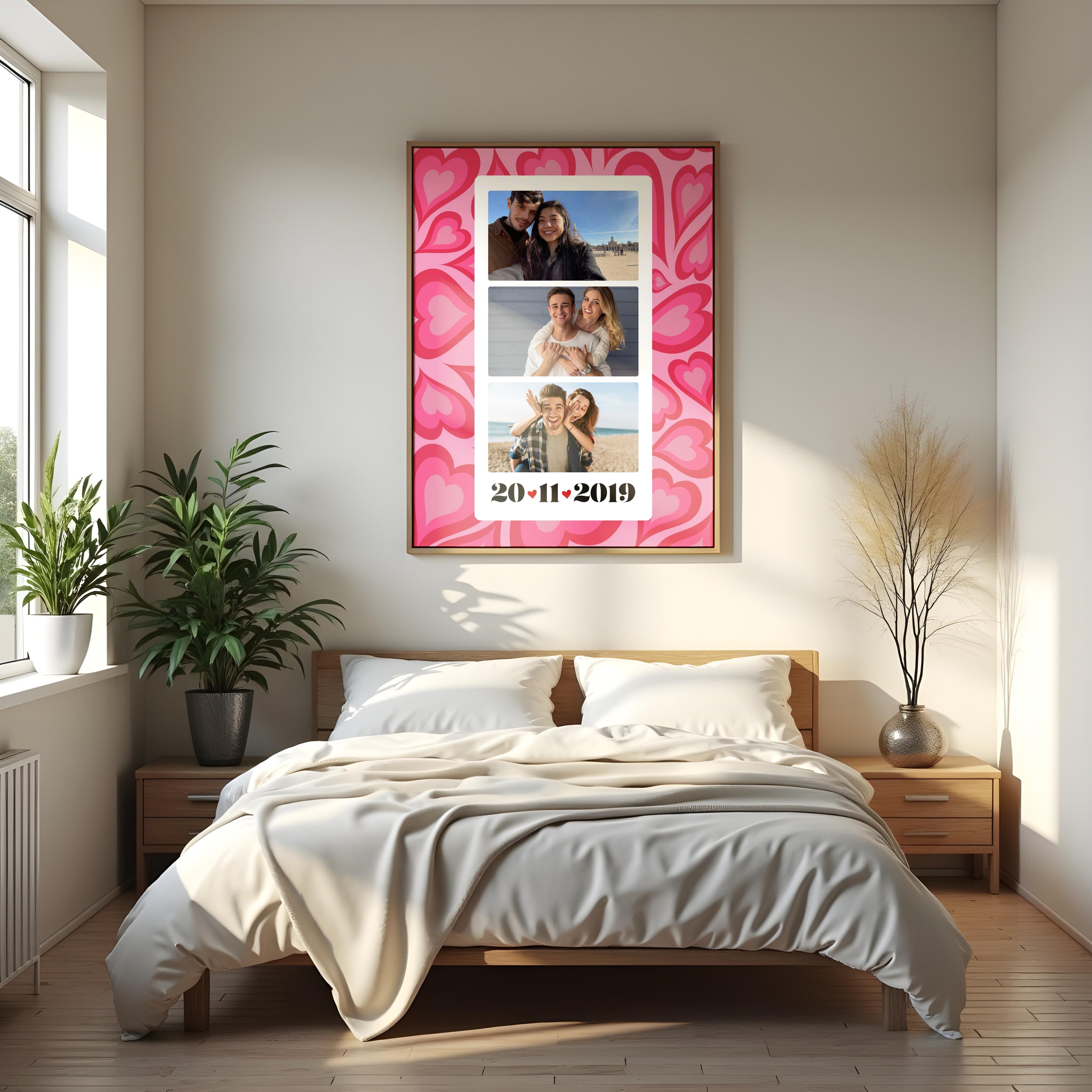 Personalized Retro Hearts Milestone Frame