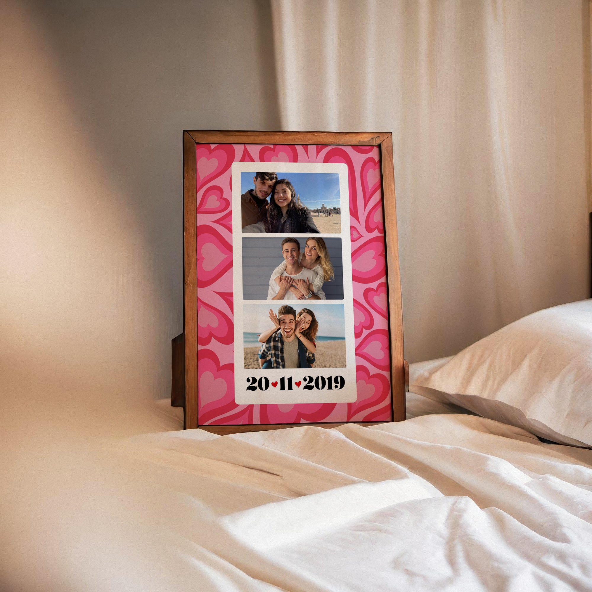 Personalized Retro Hearts Milestone Frame