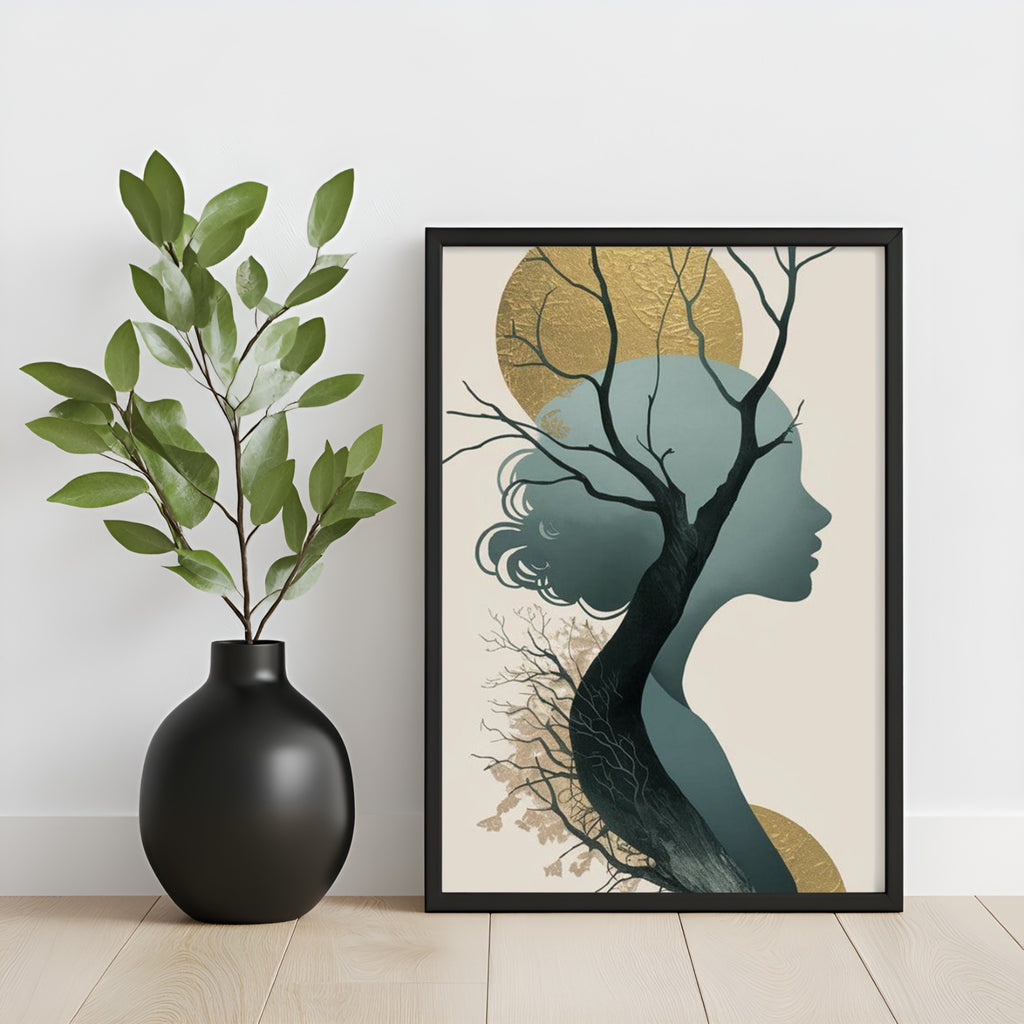 Golden Solstice Minimalist Silhouette Art
