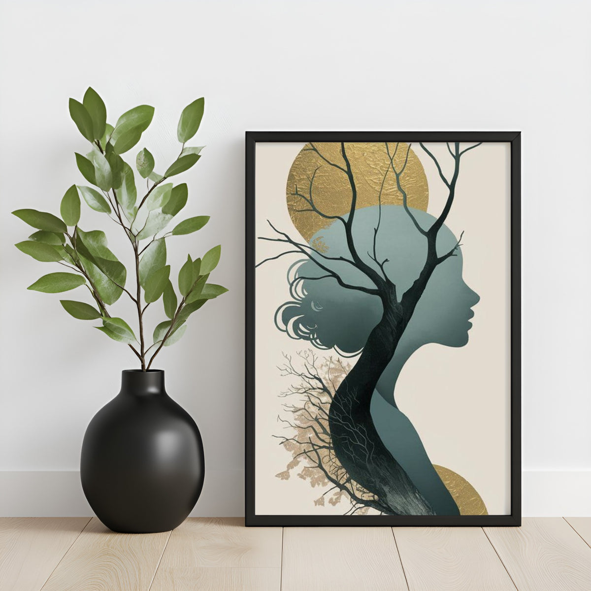 Golden Solstice Minimalist Silhouette Art