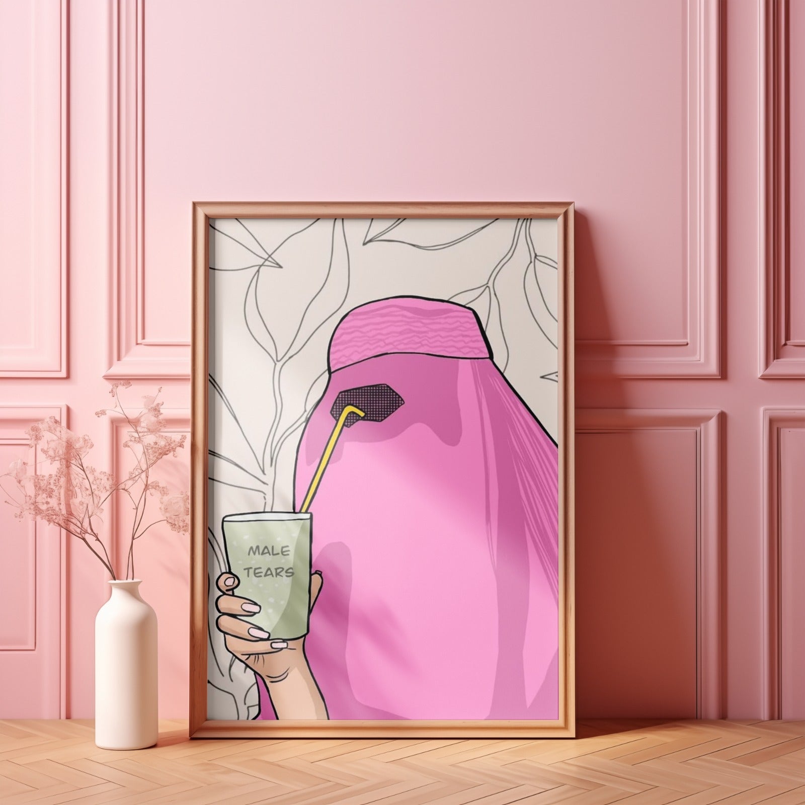 Pink Power Sip – Male Tears Satire