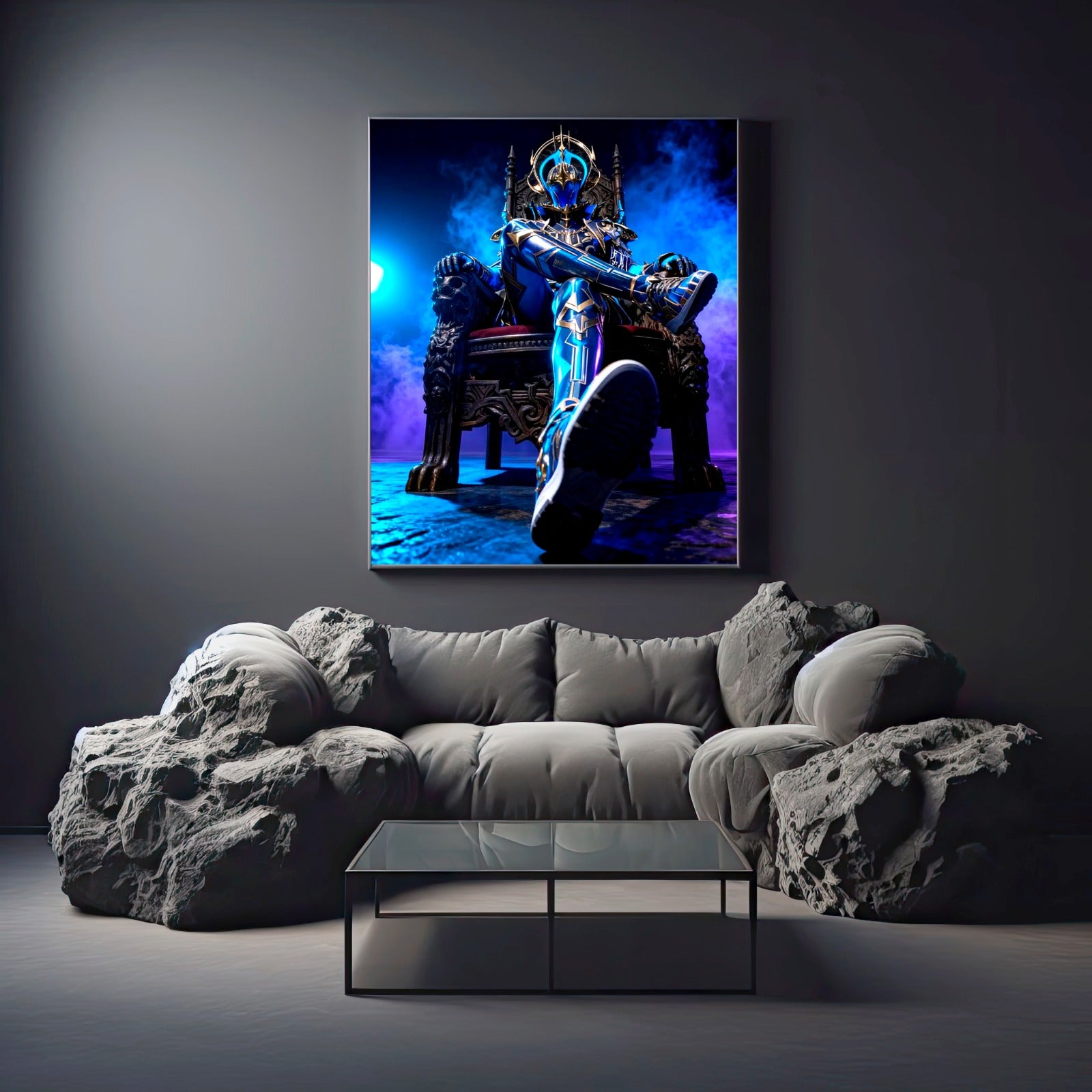 Azure Royalty Cyber-Throne Canvas
