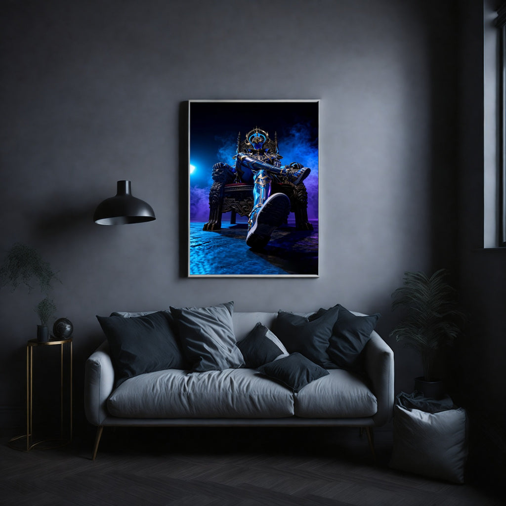 Azure Royalty Cyber-Throne Canvas